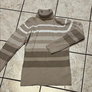 Liz Claiborne Beige striped Turtleneck L